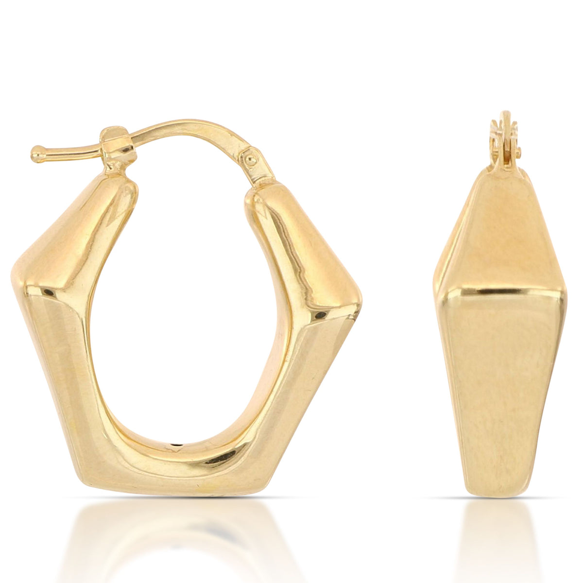 Orecchini pentagono elettroformati oro giallo 18kt 1,2x1,2cm