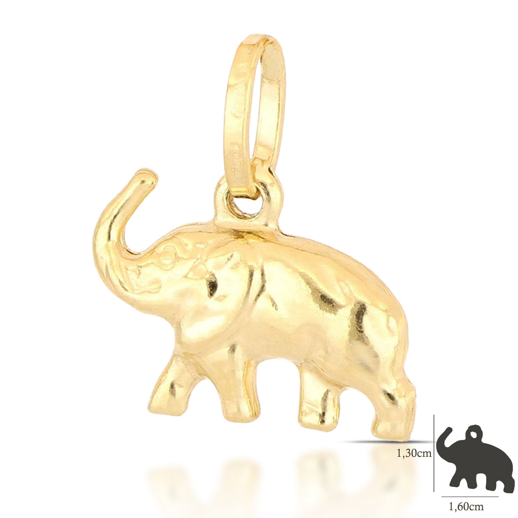 Pendente elefante mis. 1 oro giallo 18kt 1,6x1,3cm