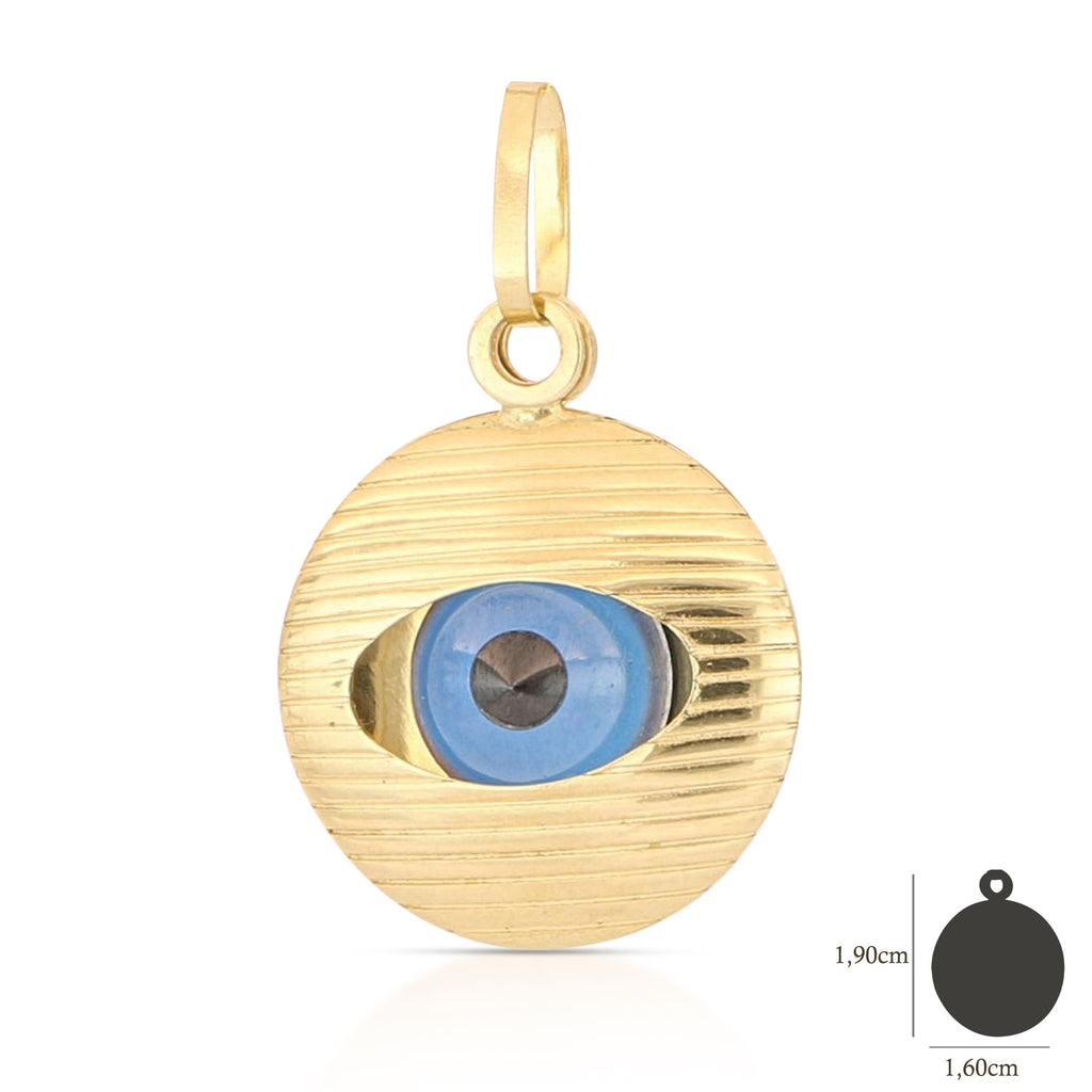 Colgante ojo turco con esmalte azul en oro amarillo 18k – 1,6x1,9 cm
