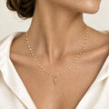 Italian Horn Pendant with Leaf Chain, 18k Gold 0.3 x 1.6 cm