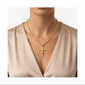 Croce scatolata con Cristo con catena fune 2,6mm 45cm, oro 18kt 2x3,1cm