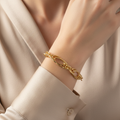 Bracciale maglie ovali scalari vuoto oro giallo 18kt 11mm 20cm indossato