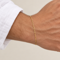 Bracciale figaro 3+1 vuoto oro giallo 18kt 3mm 20cm indossato
