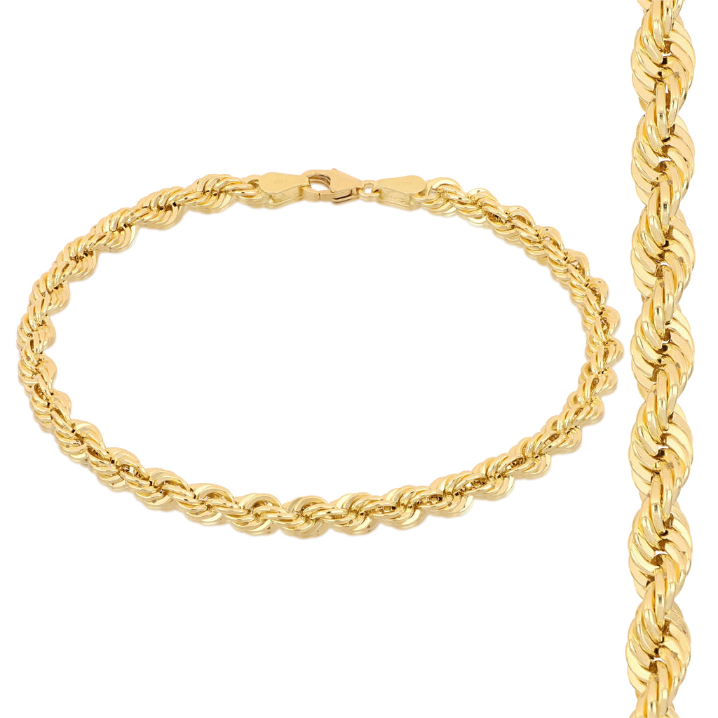 Bracciale fune vuoto oro giallo 18kt 4,3mm 19cm