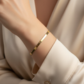 Bracciale piattina pieno oro giallo 18kt 3mm 19cm indossato