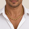 Catena maglia marina vuota oro giallo 18kt 6mm 50cm indossata