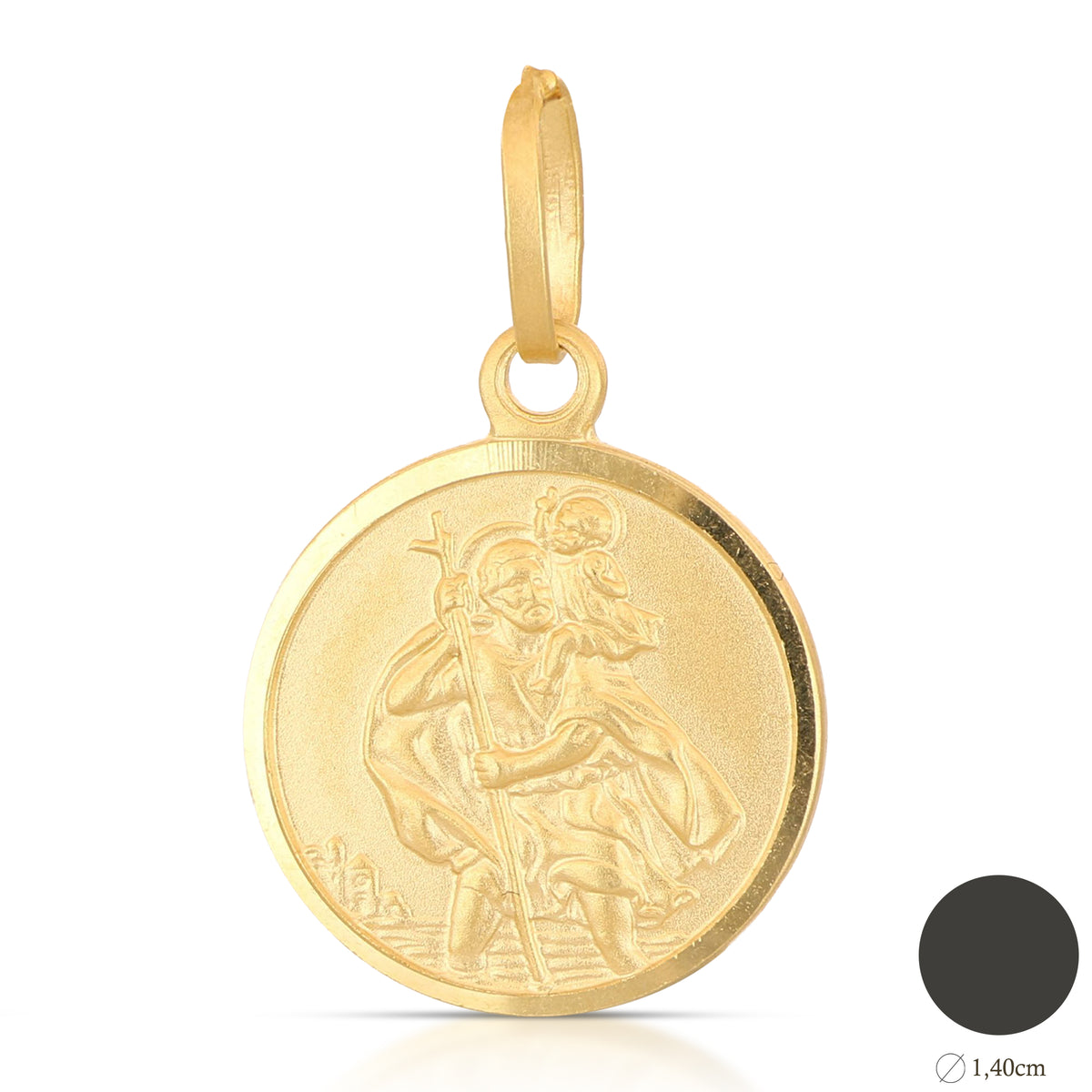 Medaglia San Cristoforo mis. 2 oro giallo 18kt Ø 1,4cm
