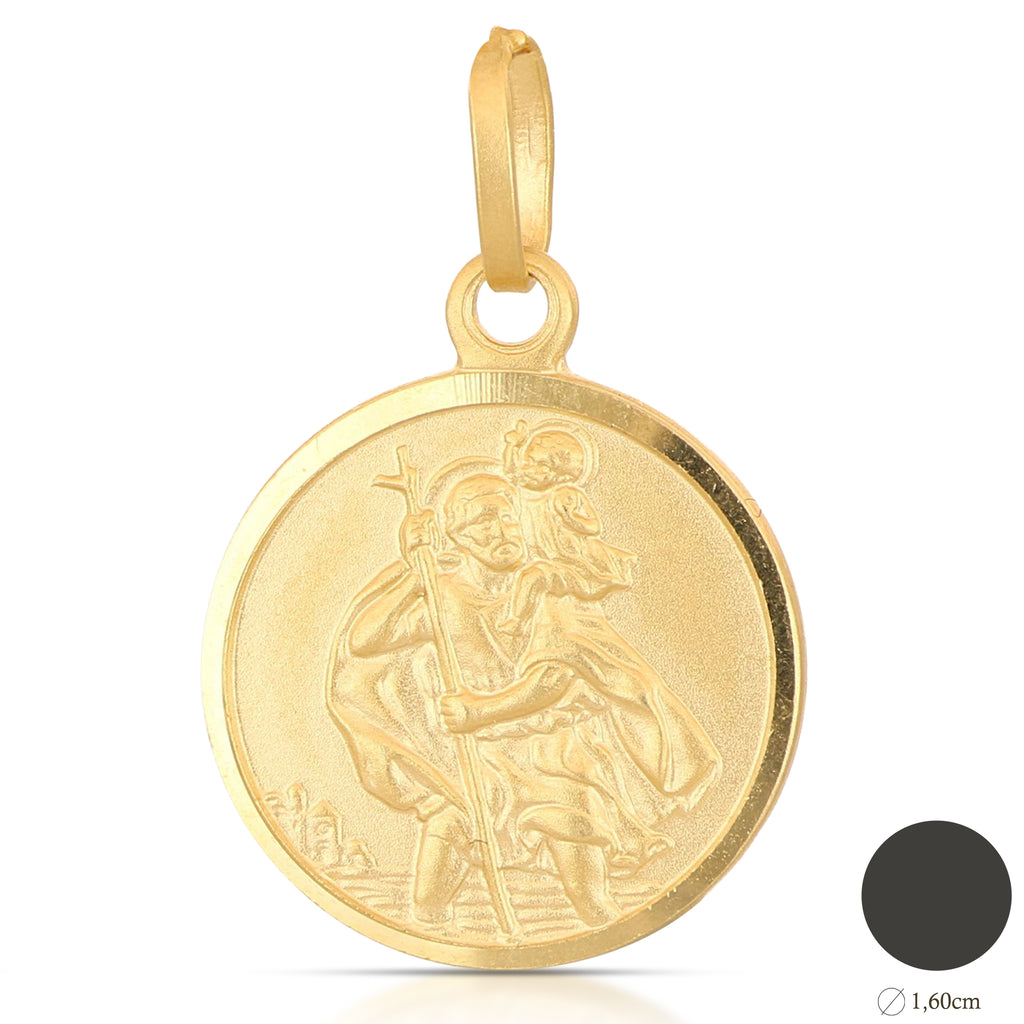 Medaglia San Cristoforo mis. 3 oro giallo 18kt Ø 1,6cm