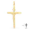 Croce stampata con Cristo oro giallo 18kt 3x4,4cm