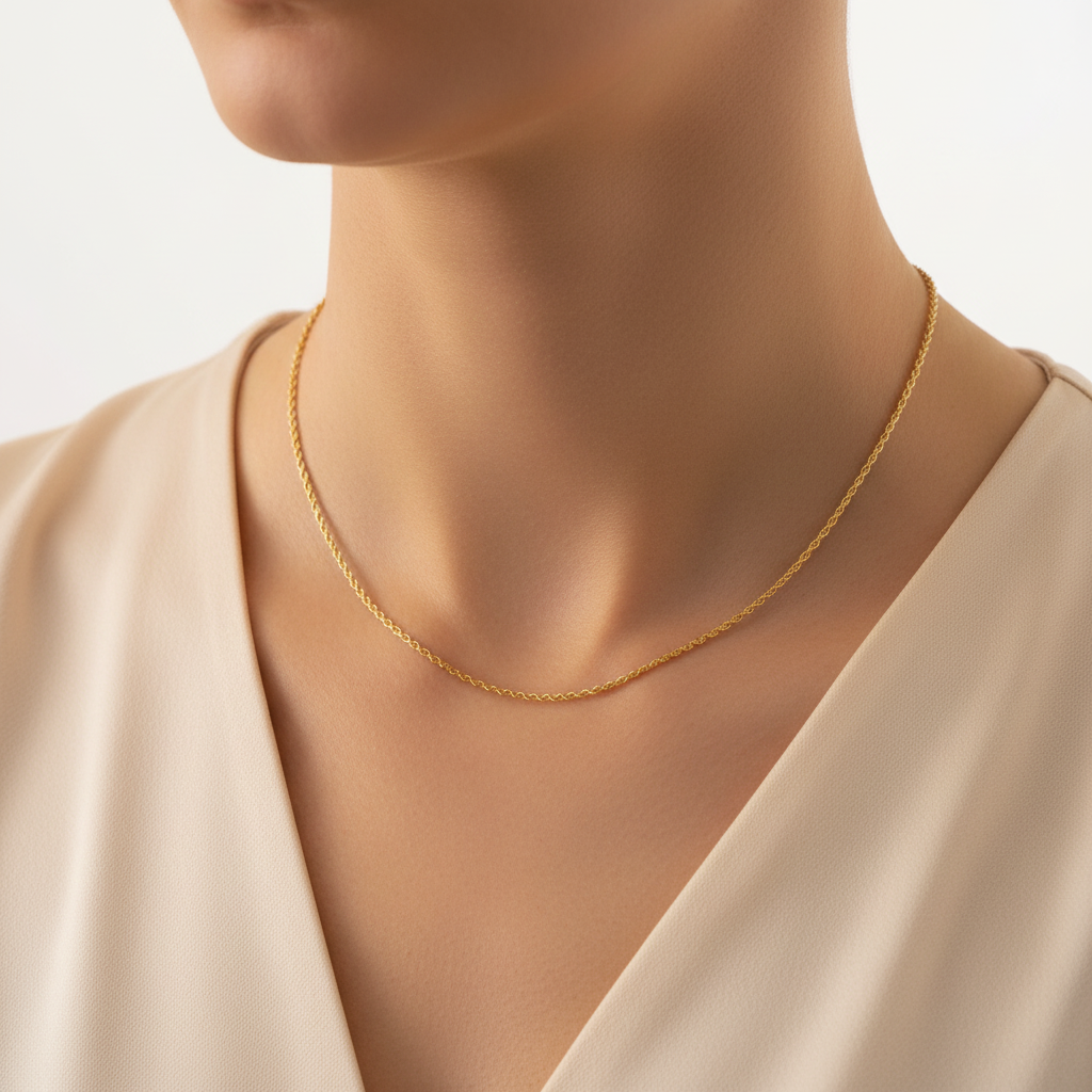 Girocollo fune vuoto oro giallo 18kt 2,1mm 40cm indossato