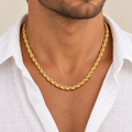Hollow Rope Necklace in 18k Italian Yellow Gold, K120 – 6.5mm, 50cm / 20in