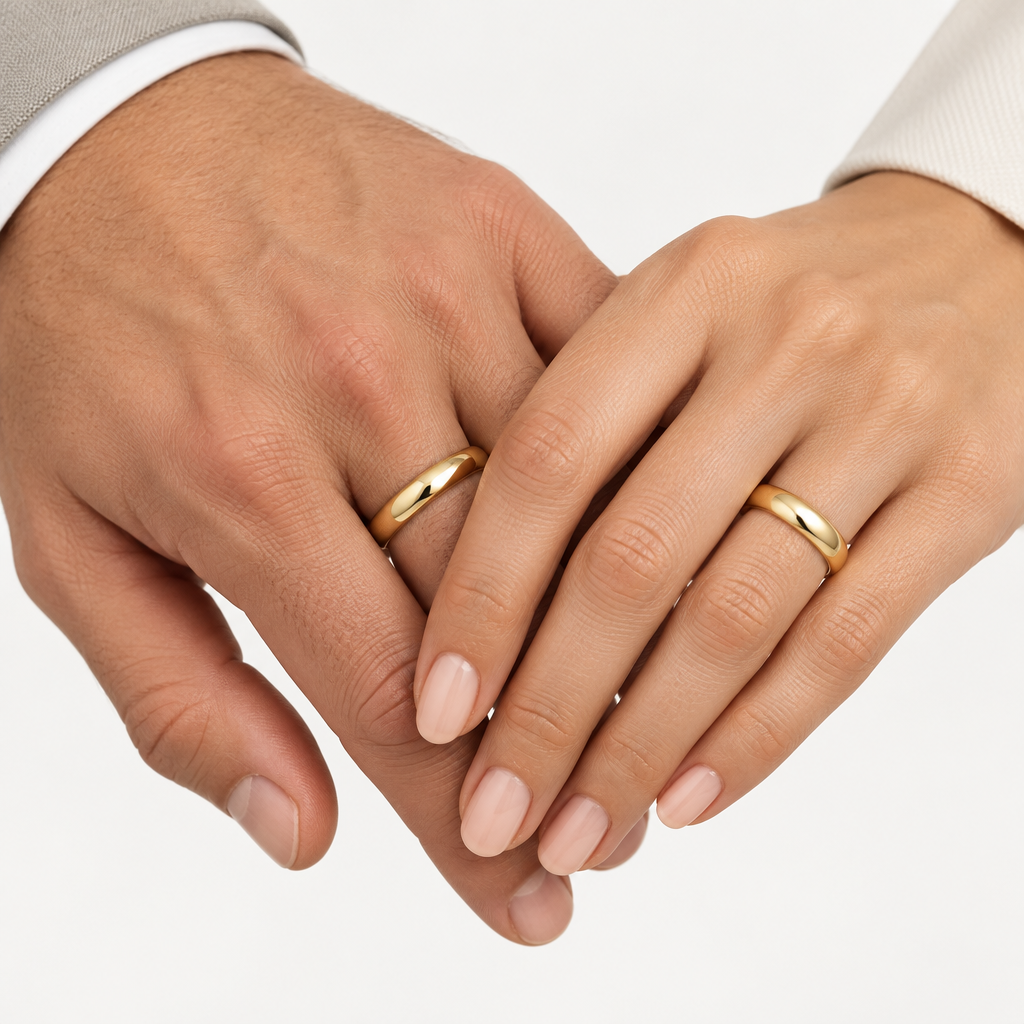 Coppia con fedi classiche F7N Ø 5mm in oro giallo 18kt